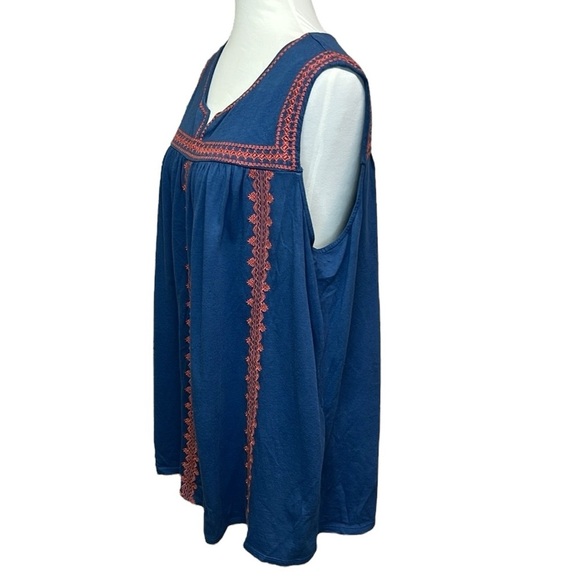 J Jill Embroidered Blue Sleeveless Top - Picture 4 of 8